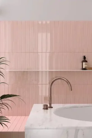 Nouvel Arrivage Carrelage effet zellige 5x40 cm VITRAL PINK